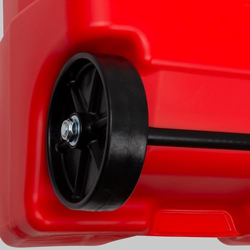 Scepter Duramax Flo ’N Go 14 Gallon Gas Caddy, 53 Liter Portable Fuel Tank and Fuel Transfer Pump with 10-Foot Hose for Lawn Mower, Farm, Marine, Commercial, and Home Use, Red