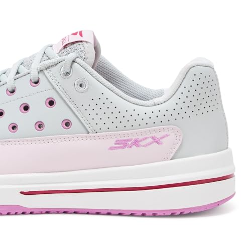 Skechers Women's Viper Court Luxe Pickleball Sneaker, Light Gray/Pink, 9