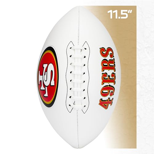 Franklin Sports NFL San Francisco 49ers Autograph Football - Official Size White Panel Souvenir Football for Autographs + Signatures - NFL Team Fan Shop Memorabilia Ball for Display
