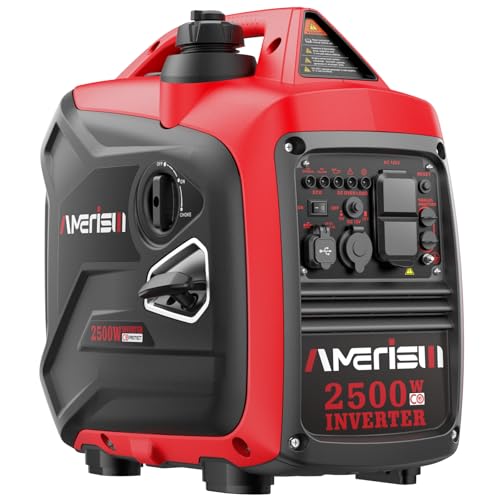 AMERISUN Portable Inverter Generator 2500W Gas Powered, Long Runtime Gas Generator for Home Backup, Emergency, Camping, EPA Compliant 2025 Version