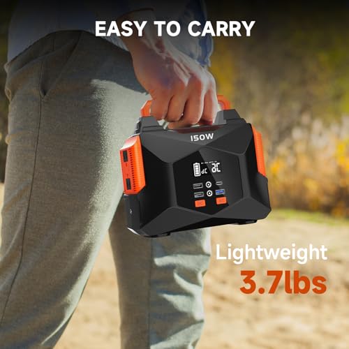 Portable Power Station for Camping, 150W 146Wh Portable Generator for Home & Outdoor Use, Quiet Power Bank with AC Outlet for Laptop, Travel, Emergency, CPAP & Backup
