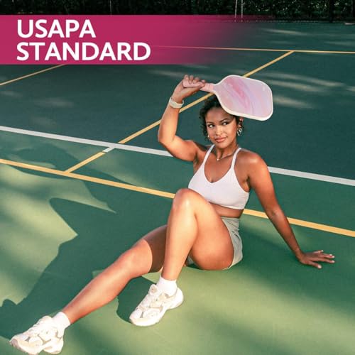 Dinkly Pickleball Paddles Set of 2 - USAPA Approved Graphite/Fiberglass Pickleballs Racket, 2 Paddles, 4 Balls, 1 Protable Carry Bag, Pickle Ball Set for Men Women, Aurora Stream