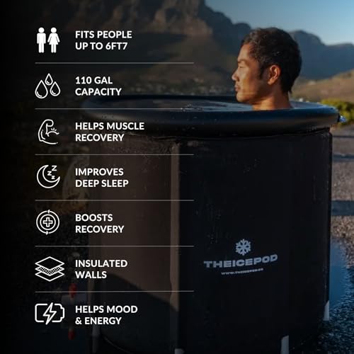 The Pod Company Ice Pod Pro Cold Plunge – 110-Gallon Inflatable Ice Tub for Cold Water Therapy – Pro-Grade Insulated Cold Plunge Tub Compatible with Water Chillers