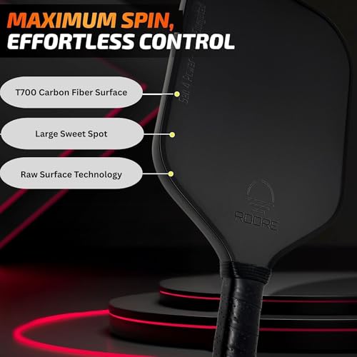Roore Gen 4 4.5 100% Foam Core Pickleball Paddles T700 Carbon Fiber Pickleball Paddle 16mm Thermoformed Pickleball Racket and Edge Foam Injected Pickleball Rackets Pickle Ball Paddle Elongated