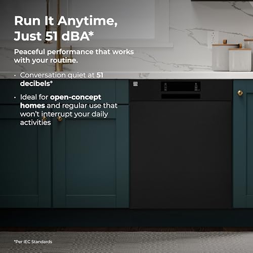 Kenmore 22-14599 24" Built-In Dishwasher - UltraWash, SmartWash, Sanitize Rinse, SmartDry and Leak Detection - 14 Place Settings - 51 DBA - ENERGY STAR Certified - 24" - Black
