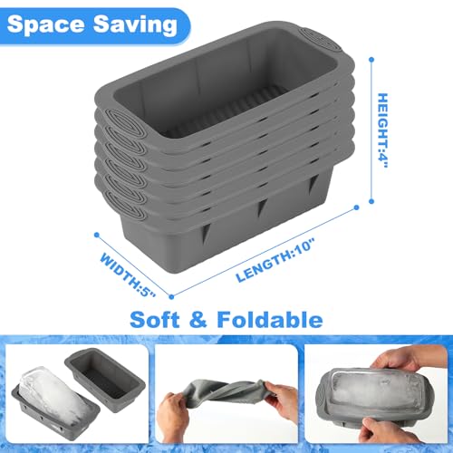 Ice Block Mold for Ice Bath,6 Pack 15lbs Large Ice Cube Molds,SiliconeIce Bath Ice Mold Reusable Athletes Cold Plunge Accessories,Grey