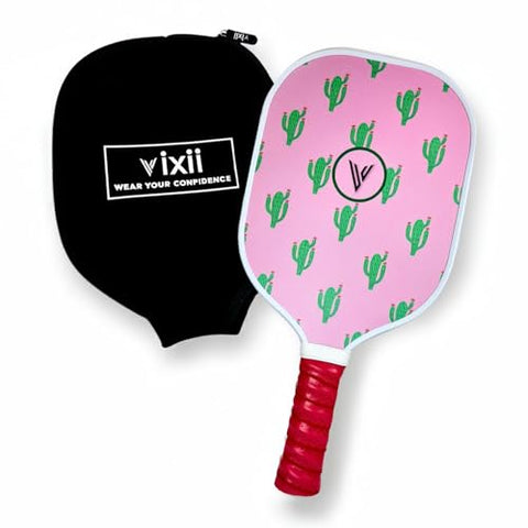 Carbon Fiber Pickleball Paddles with Cushion Comfort - Cactus Design Pickleball Paddle Cushion Grip with Polypropylene Honeycomb Core, Lightweight Adult Paddles with Paddle Cover