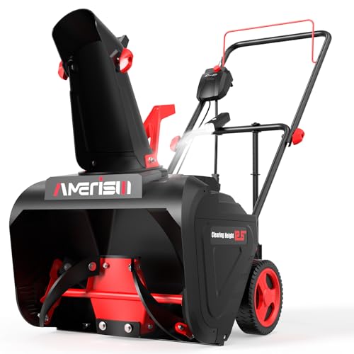 AMERISUN Electric Snow Blower, 21-Inch Corded Snow Thrower, 15-Amp, with LED Light for Yard Driveway Deck(AM7521)