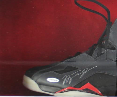 Michael Jordan Autographed/Signed Chicago Shadowbox Framed Black Jordan Shoes - Upper Deck Authenticated