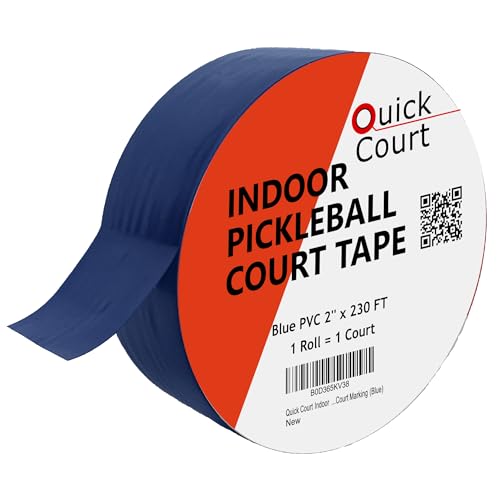 Quick Court Indoor Pickleball Court Tape - Zero Residue, Long Lasting, 2" x 230FT, Pickleball Court Tape with Instructions Included for Fast Court Marking (Blue)
