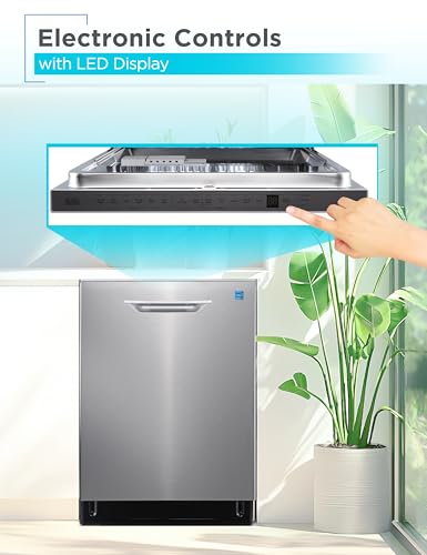 BLACK+DECKER 24" Designer Series Built-In Dishwasher, 14-Place Setting Capacity with Stainless Steel Tub, 6 Wash Programs and Smart Wash System, Low Noise, ENERGY STAR Certified, BDW400MS