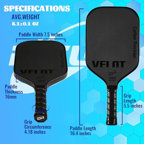 Pickleball Paddles,Carbon Fiber Pickleball Paddle – Lightweight & Durable,High-Performance Paddle for Power & Control,USAPA Approved,Ideal for All Skill Levels (T700 Carbon Fiber-Black)