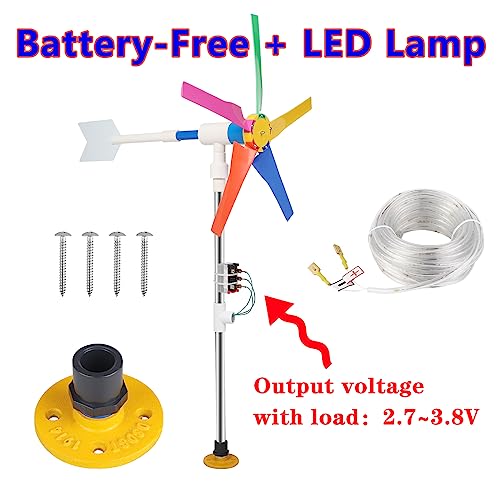 DIY Small Wind Turbine Generator Kit and Light Strip for Backyard Decoration Free Energy Generator Garden Spinner Windmill Decor 18 Inches Diameter
