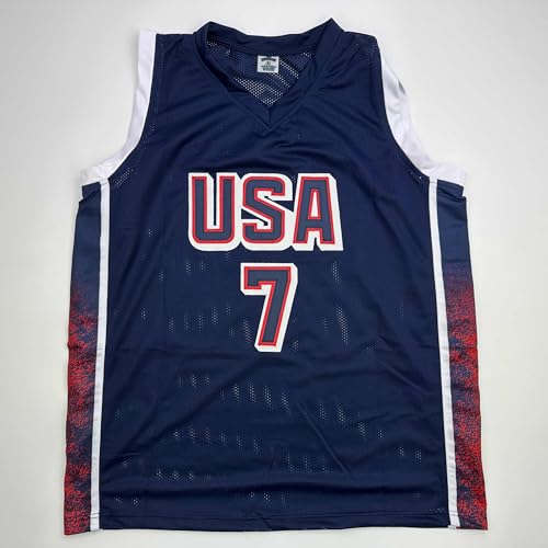 Facsimile Autographed Kevin Durant 2024 United States Team USA Blue Reprint Laser Auto Basketball Jersey Size Men's XL