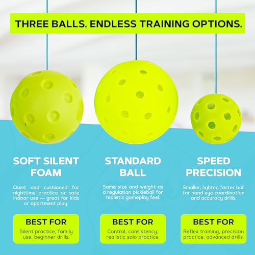 Dink’r Pickleball Training Device 2.0 – Solo Trainer for Home Practice | 10-Foot Auto-Lock Cord, Quick-Switch Ball System, Dual Mounting Plates | Fun Gift for Pickleball Players & Families