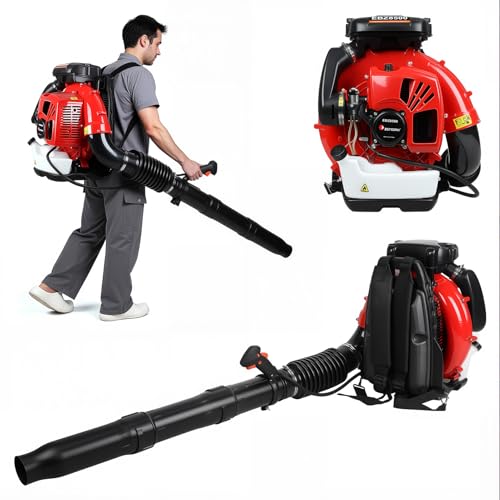 Gas Powered Backpack Leaf Blower 75.6cc 2-Stroke, 850 CFM Airflow & 200 MPH Wind Speed Yard Blower for Leaves, Snow & Outdoor Cleanup