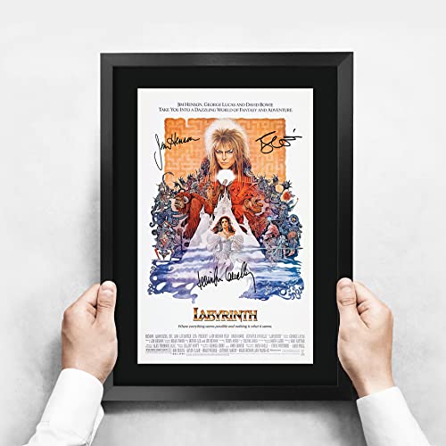 HWC Trading Labyrinth David Bowie 16 x 12 inch Framed Gifts Printed Poster Signed Autograph Picture for Movie Memorabilia Fans - 16" x 12" Framed