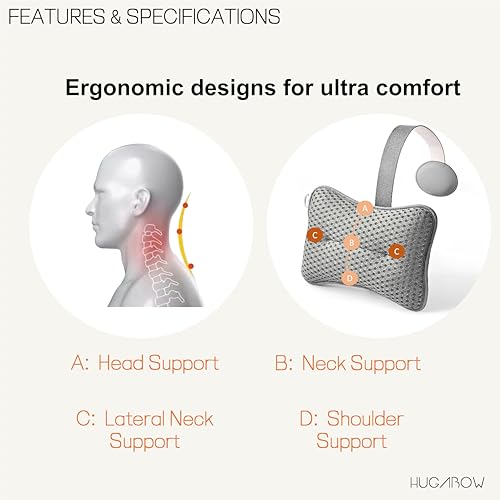 HUGABOW 2-Pack Large Pillow for Hot Tub (Grey), Spa, and Chaise Lounge - Universal Headrest & Neck Support Cushion, Adjustable Height with Long Strap, Easy Drying with Hook (2-Pack)