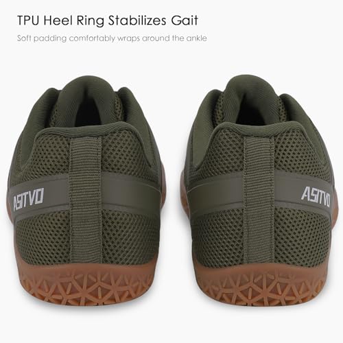 ASITVO Wide Men's Barefoot Zero Drop Sole Minimalist Width Toe Box Walking Shoes Sneakers Size 11 TPU No-Sew Upper Cross-Trainer Trail-Running Shoes Army Green 45