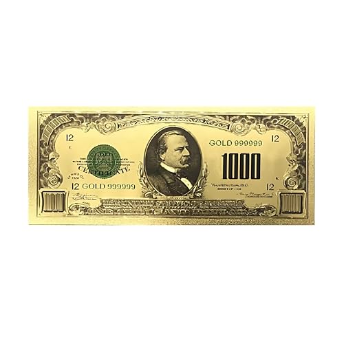 Collectible 1000 Dollar American Bill 24k Gold Plated Fake Banknote Currency for Decoration