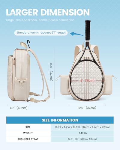 Sucipi Tennis Bag - Quilted Sling Crossbody Backpack, Water Resistant Racket Bag for Women Men, Suitable for Pickleball and Badminton