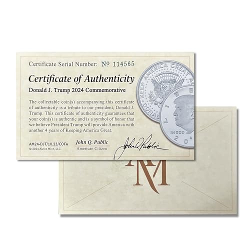 Aizics Mint Donald Trump Silver Coin 2024 with Certificate of Authenticity, President Coin, Trump Coin Collectors, Silver Plated, 38mm x 2mm
