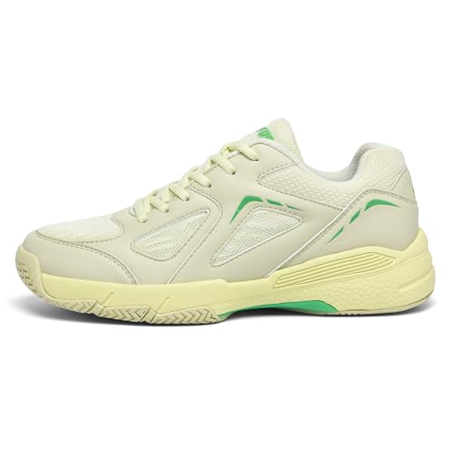 LEFUS Women's Pickleball Shoes - AMZ-P601, Non-Slip, Cushioning, Anti-Torque, Breathable Court Shoes (P601 Lemon, 8.5)