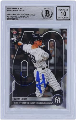 Aaron Judge New York Yankees Autographed 2022 Topps Now HR 60,61,62 Set #929,975,1012 Beckett Fanatics Witnessed Authenticated 10 Card - Baseball Slabbed Autographed Cards