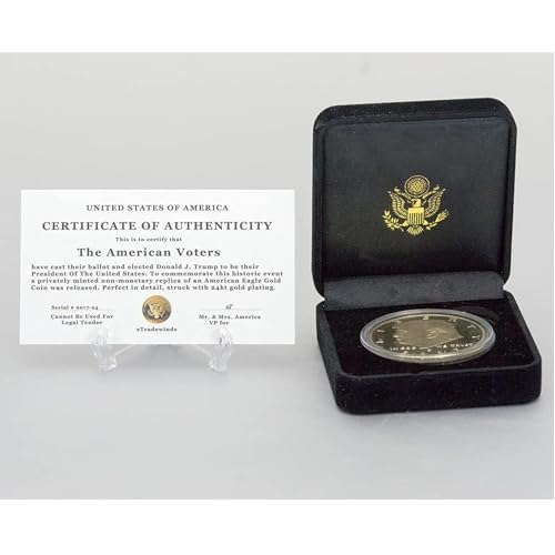 Donald J. Trump Won 2026 Gold Coin in Velvet Display Case - 47th Presidential Commemorative Gold Plated Replica Challenge Coin with Cert of Authenticity (2026 Velvet)
