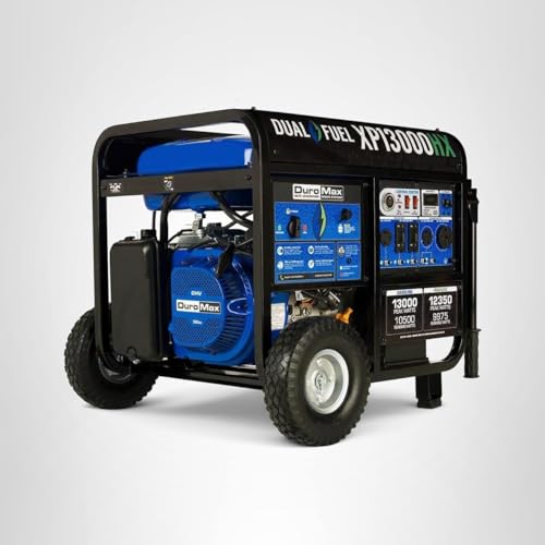 DuroMax XP13000HX 13,000-Watt Dual Fuel Portable Generator - Gas & Propane, Electric Start, Whole Home Power Backup, Transfer Switch Ready, RV & Emergency Ready