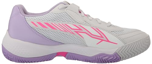 Puma Womens Nova Court Pickleball Shoe, Silver Mist-Puma Womens White-Vivid Violet, 10.5