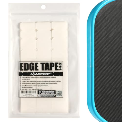 AMA SPORT Pickleball Paddle Edge Guard Tape 3 Pack Clear Edge Protection Tapes 28mm Width Perfectly Fits Curved Without Wrinkling (394mm Length)