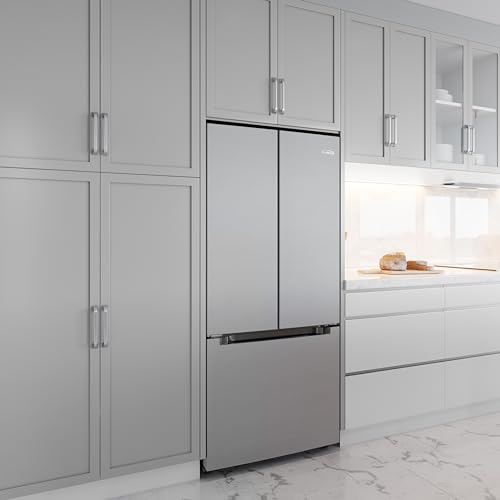 KoolMore 30-Inch and 18.5 cu. ft. Counter Depth French Door Refrigerator with Three Doors and Deep Freezer in Stainless-Steel (KM-RERFDSS-18C)