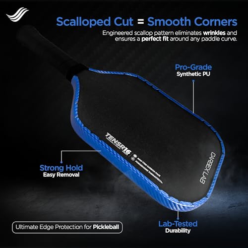 Carbex Lab Pickleball Edge Guard Tape – Carbon Blue – 26mm Width for 14mm Paddle – 4-Pack PU Protection Strips – Wrinkle-Free Edge Guard, Durable Wrap, Court-Safe Accessory