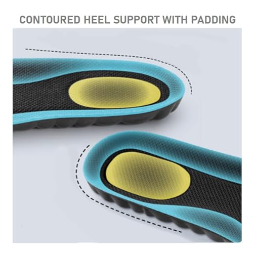 VivoFoot 2 Pair Foam Insoles, 4D Cloud Soles, Anti-Fatigue Pain Relief Work Sports Running Comfort Shoe Inserts, Trim to Fit Replacement Pads for Men Women(Men 7-11,Black)