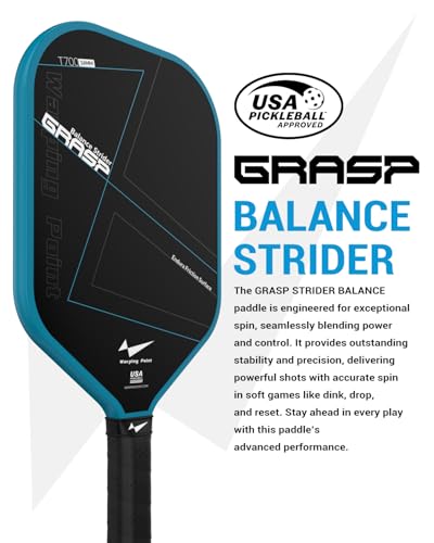 Warping Point Raw Carbon Fiber Pickleball Paddle, Endura Friction Surface For Maximum Spin & Balanced, Multi-Layer Carbon Fiber Edgeless Design, 16mm Polypropylene Honeycomb Core, USAPA Approved, Blue