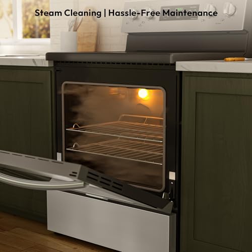 Empava 30" Electric Range,4.8 Cu.Ft Oven, Radiant Ceramic Cooktop, 4 Elements, Steam Clean, Freestanding & Slide-in Stove,Stainless Steel, 240V (Power Cord Not Included)