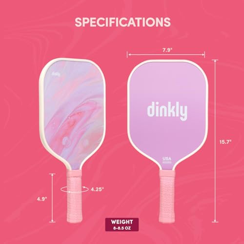 Dinkly Pickleball Paddles Set of 2 - USAPA Approved Graphite/Fiberglass Pickleballs Racket, 2 Paddles, 4 Balls, 1 Protable Carry Bag, Pickle Ball Set for Men Women, Aurora Stream