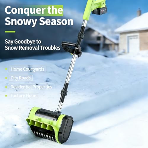 2026 Upgrade Electric Snow Blower Shovel, 20V Cordless Electric Snow Shovel - 16ft Throwing Distance, 12" Width, 45°Adjustable Directional Plate, Snow Thrower Kit for Driveway, Deck, Patio (2Battery)