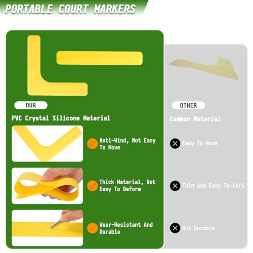 Hikeen Court Lines Marker Kit Anti-Slip and Wind-Resistant Throw Down Markers 28pcs, Pickleball Net Court for Outdoor Indoor Court