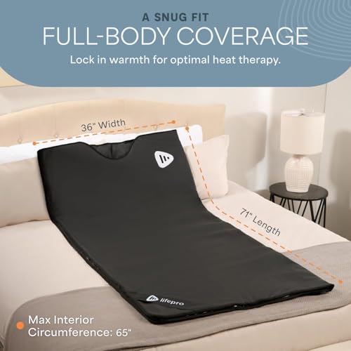 Lifepro Infrared Sauna Blanket for Detox & Relaxation – Portable Far Infrared at Home Sauna for Detox, Muscle Tension Release and Recovery – RejuvaWrap Series with Adjustable Heat Settings