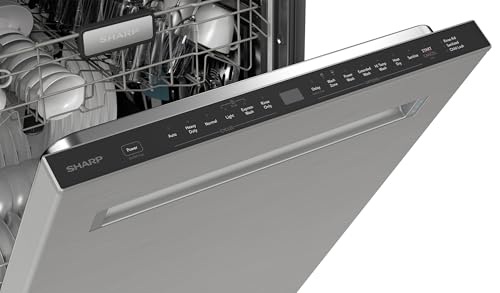 Sharp SDW6726MS 24-inch Stainless Steel Dishwasher, 47 dB Library Quiet, Third Rack, Power Wash Sprayer, 12 Place Settings,