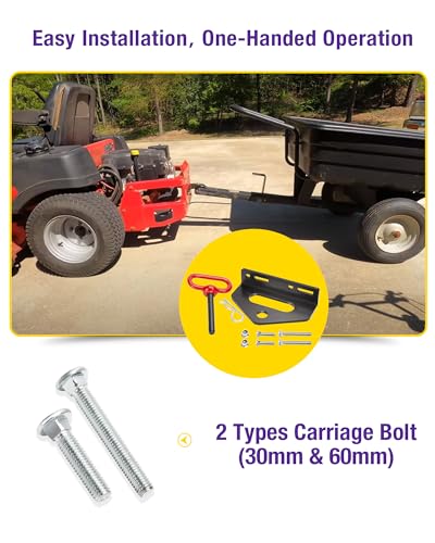 HOWBOW Zero Turn Mower Trailer Tow Hitch Kit, 1/4" Heavy Duty Steel, Universal, Black+Red