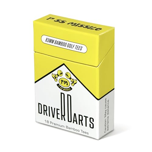 Driver Darts by P*ss Missile, Premium Bamboo Wood Golf Tees, 18 Count, 3.25" (83mm) Tee Length - Iconic Packging Style and Cool Organization - Fun Gift Ideas for Golfers
