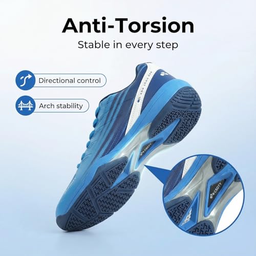 RBEUT Men's Pickleball Shoes, Breathable Cushioned Tennis & Racquetball Court Sneakers, Anti-Slip, Lightweight Comfort for Outdoor Sports Blue
