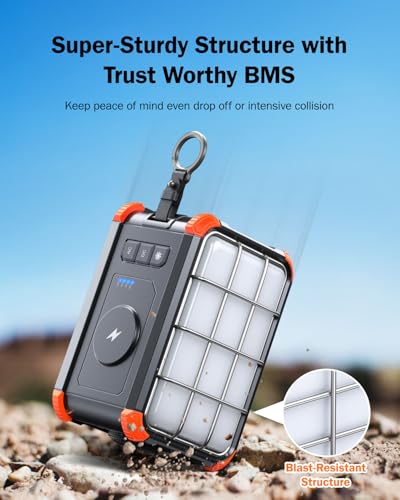 BROWEY Portable Power Station 153Wh Camping Small Solar Generator with Hand Crank 120V 150W AC Outlet Lithium Battery Power Bank, Wireless Charging Emergency Charger for Outdoor Travel Home Backup