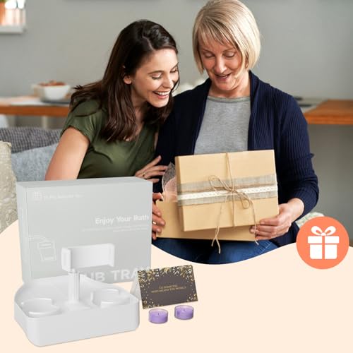 Spa Gift Set - Hot Tub Tray with Adjustable Phone Holder, Hot Tub Accessories, Perfect for Relaxation in Inflatable Hot Tub/Pool, Unique Gifts for Her, Women, Mom(Scented Candle & Card)