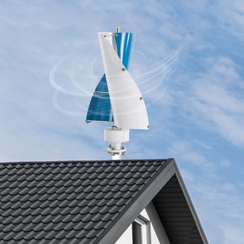 Wind Turbine, 1000W 12V Vertical Axis Wind Turbine Generator Controller Wind Generator Kit Wind Turbine Machine Wind Power Generator Wind Power Tool for Home, Business, Boats, Gazebos (White and Blue)