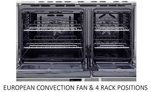 Verona VPFSEE365DE 36 inch Prestige Series Freestanding Double Oven Electric Range with 5 Elements, 3.5 cu. ft. Total Oven Capacity, European Convection in Matte Black