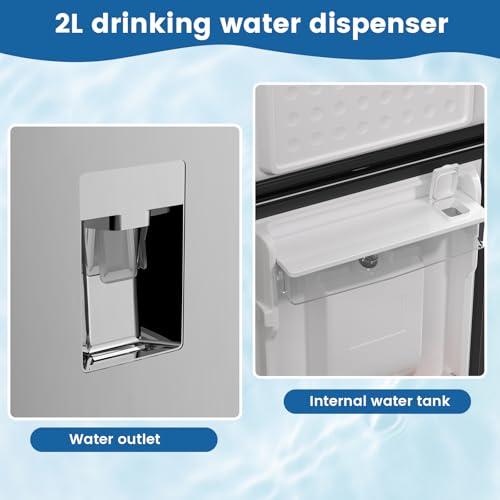 BANGSON 7.3 Cu.Ft Refrigerator with Water Dispenser, Apartment Refrigerator with Freezer, Adjustable Thermostat, Low Noise, Fridge for Office, Kitchen, and Home, Silver